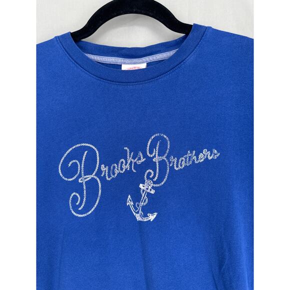 Brooks Brothers Shirt Mens Medium Blue Graphic Tee Nautical Rope Anchor Coastal - Picture 4 of 6